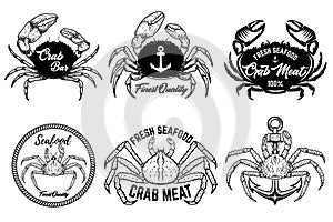 Set of vintage crab meat labels. Crab meat.