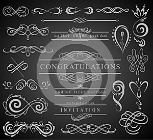 Set of Vintage Decorations Elements.Flourishes Calligraphic Ornaments and Frames with place for your text. Retro Style