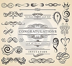 Set of Vintage Decorations Elements.Flourishes Calligraphic Ornaments and Frames with place for your text. Retro Style