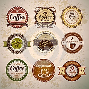 Set of vintage decorative coffee labels