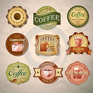 Set of vintage decorative coffee labels