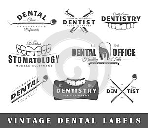 Set of vintage dentist labels