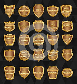 Set of vintage design elements-golden shields.
