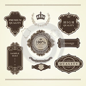 Set of vintage elements: heraldry, banners, labels, frames, ribbons