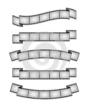 Set of vintage film strips ribbon seal design element. Vector stock illustration