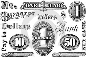 Set of Vintage Financial Grpahic Elements