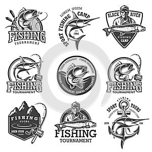 Set of vintage fishing emblems