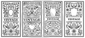 Set of vintage frames. Design elements for poster, emblem, sign, card.