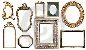 Set Vintage frames with an ornament isolated on white. Retro style