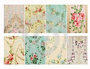 Set of Vintage french floral shabby floral chic walloper background Samples