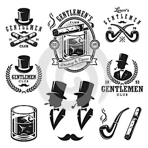 Set of vintage gentlemen emblems and elements photo