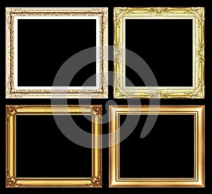 Set of Vintage golden frame with blank space and clipping path,