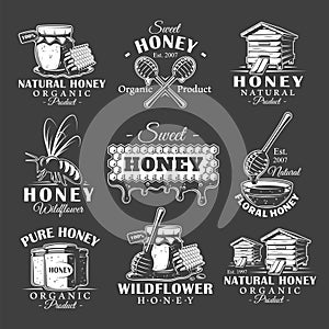 Set of vintage honey labels