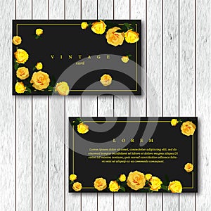 Set of vintage horizontal business cards template with flowering