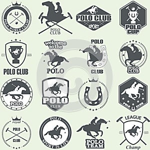 Set of vintage horse polo club labels