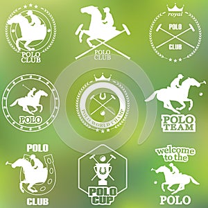 Set of vintage horse polo club labels and badges