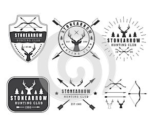 Set of vintage hunting labels, logo, badge and design elements