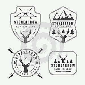 Set of vintage hunting labels, logos and badges