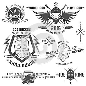 Set of vintage ice hockey emblems