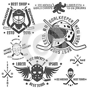 Set of vintage ice hockey emblems