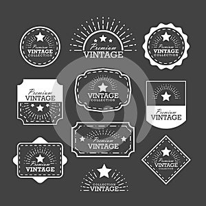 Set vintage labels and frame. Vector illustration