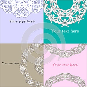 Set of vintage lace pastel invitation samples