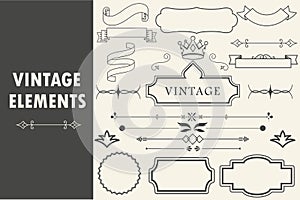 Set Vintage line elements. Retro design elements. Ornaments and Frames.