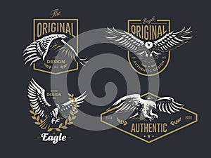 Set of the vintage logo with the eagle