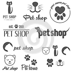 Set of vintage logo and logotype elements for pet