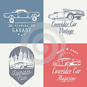 Set Vintage Lowrider Logo Badge and Sign