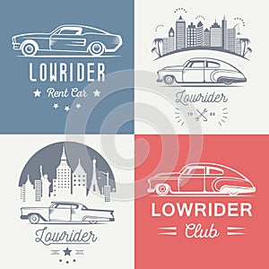 Set Vintage Lowrider Logo Badge and Sign