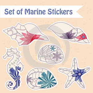 Set of vintage marine stickers