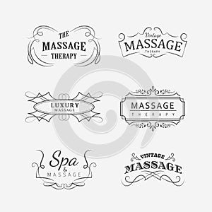 Set vintage massage spa therapy logo vector illustration