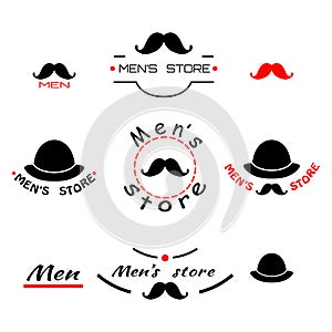 Set of vintage men's store logo, emblem and brend with text