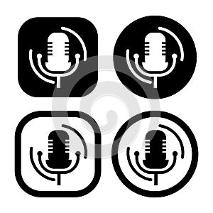 Set of vintage microphone vector icon symbol Illustration Logo Template
