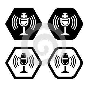 Set of vintage microphone vector icon symbol Illustration Logo Template