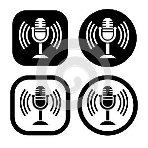 Set of vintage microphone vector icon symbol Illustration Logo Template