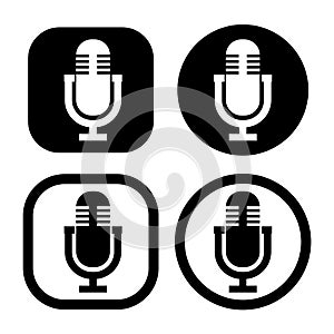 Set of vintage microphone vector icon symbol Illustration Logo Template