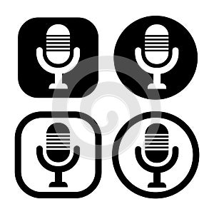 Set of vintage microphone vector icon symbol Illustration Logo Template