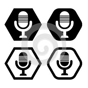 Set of vintage microphone vector icon symbol Illustration Logo Template
