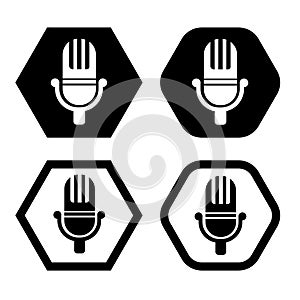 Set of vintage microphone vector icon symbol Illustration Logo Template