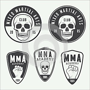 Set of vintage mixed martial arts logo, badges and emblems.