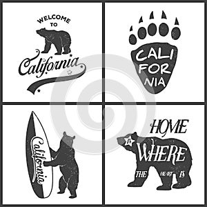 Set of vintage monochrome california emblems and