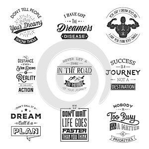 Set of vintage motivation typographic quotes.