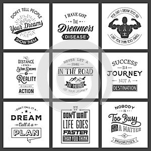 Set of vintage motivation typographic quotes.