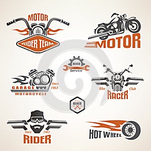 Set of vintage motorcycle labels photo