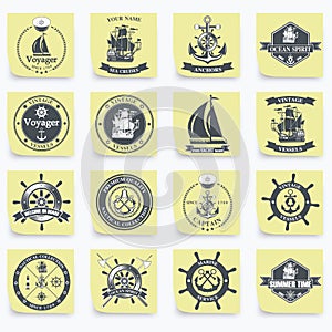 Set of vintage nautical labels, icons and design