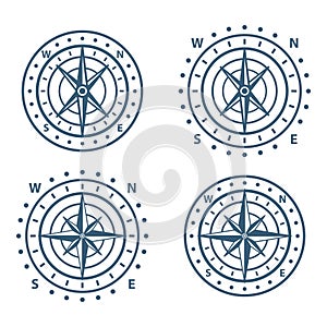 Set of vintage or old different style compass