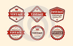 Set of vintage old retro logos with simple crown and stars, Cofe shop logos, ribbons, stickers