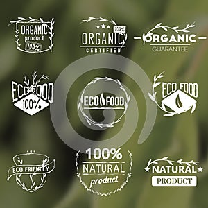 Set of vintage organic labels